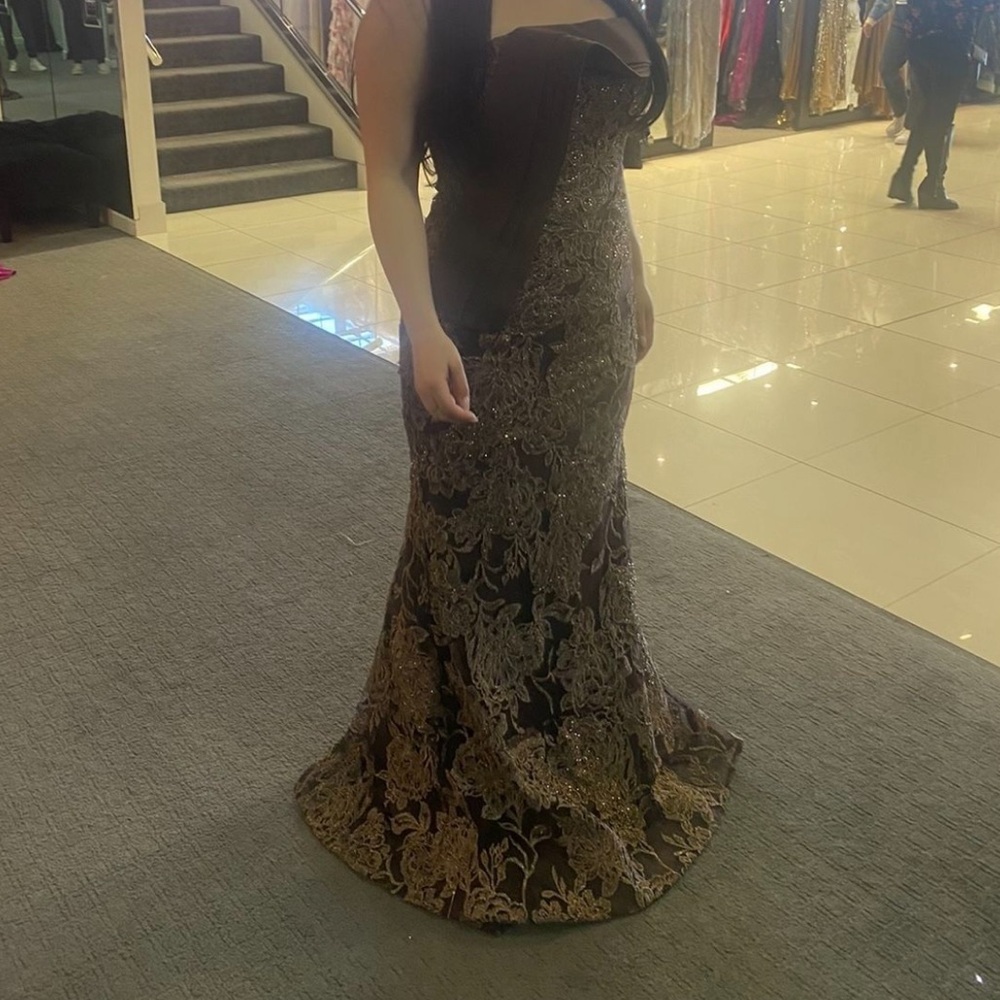Jovani Black and Gold Maxi Dress